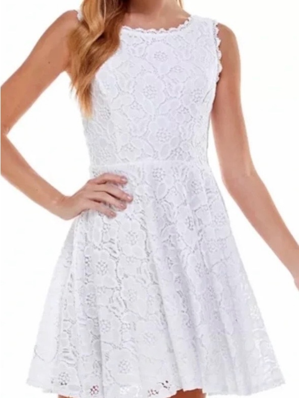 City Studio White Lace Fit & Flare Dress